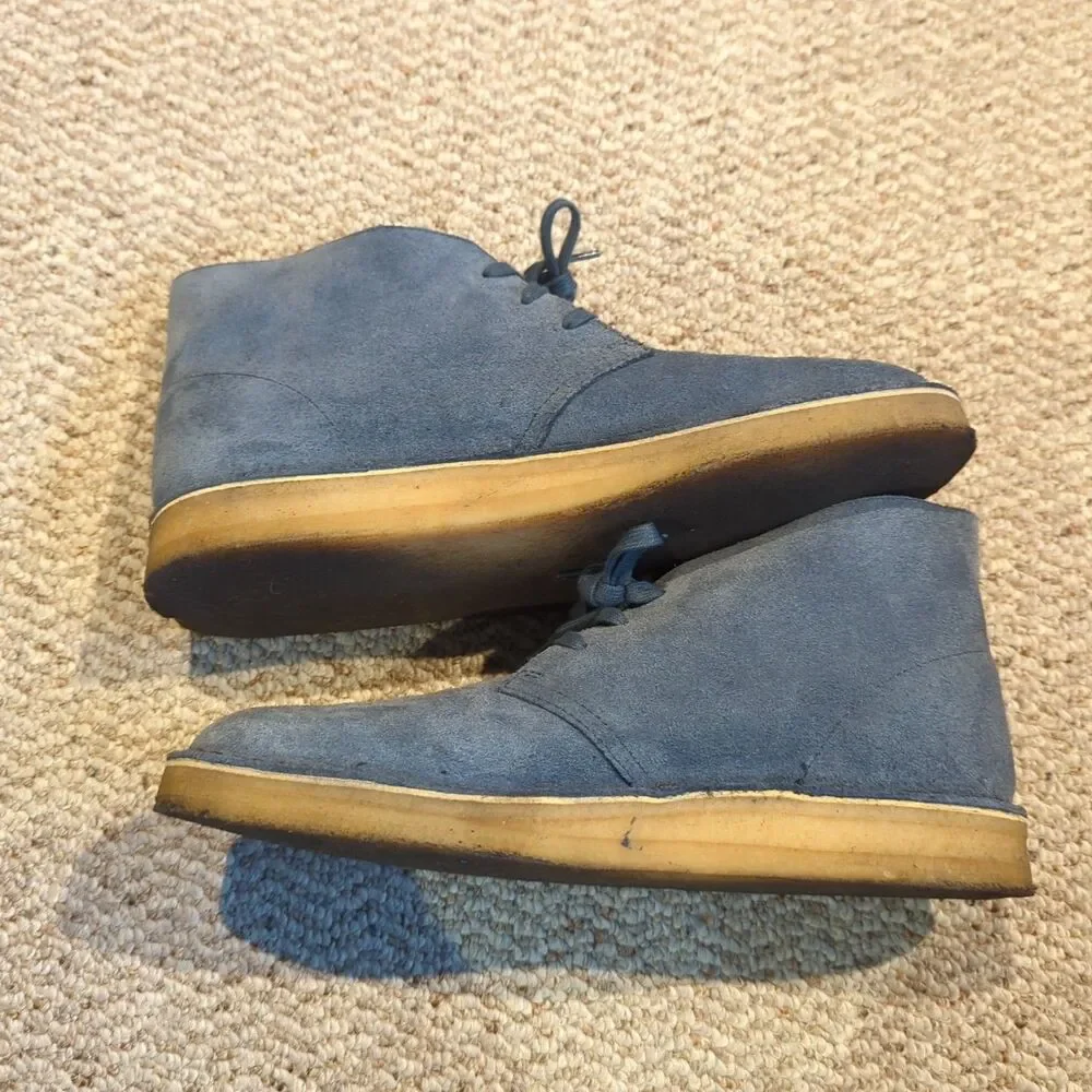 Clarks Charles F Stead Desert Chukka Boots Mens Size 12 Blue Suede Crepe Sole